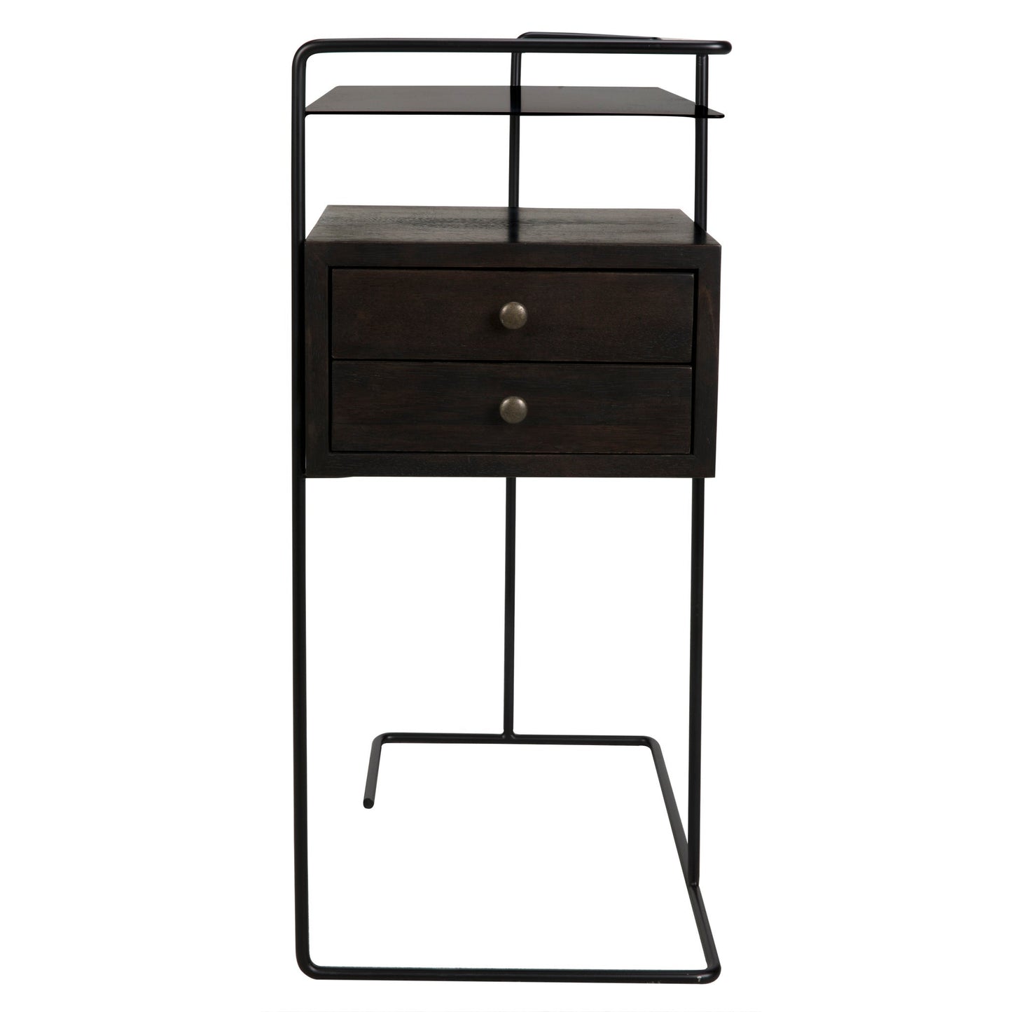 Massimo Side Table, Black Steel and Walnut-Side Tables-Noir-Sideboards and Things