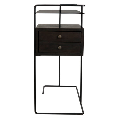 Massimo Side Table, Black Steel and Walnut-Side Tables-Noir-Sideboards and Things