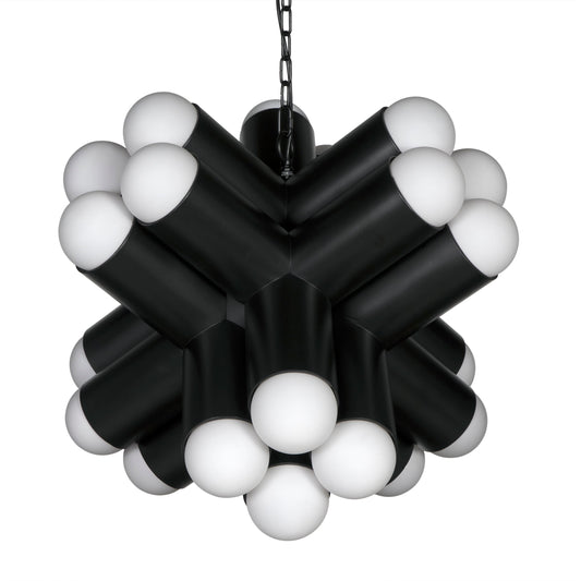 Massimo Steel and Frosted Globe Chandelier-Chandeliers-Noir-Sideboards and Things