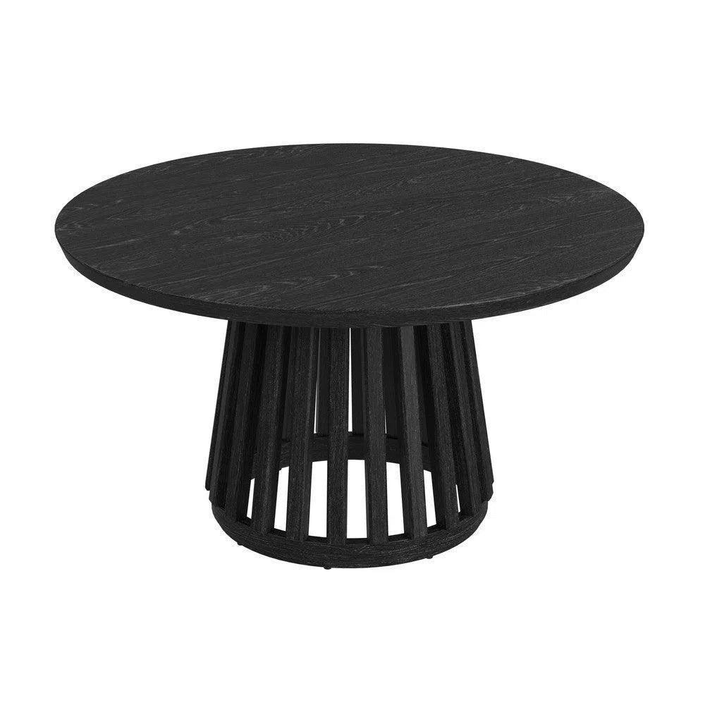 Mateo Wood Black Round Dining Table-Dining Tables-Bassett Mirror-LOOMLAN