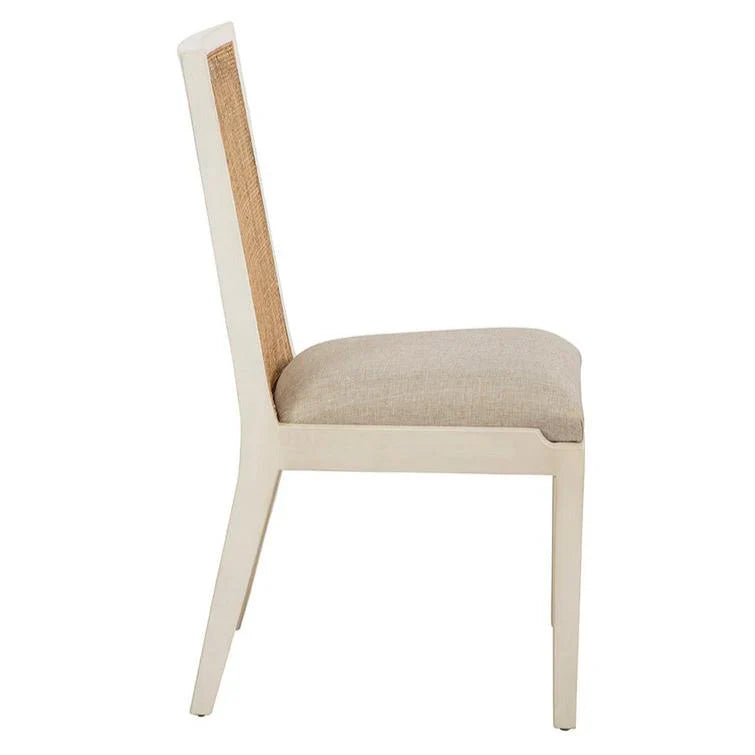 Matheson Linen Upholstered Cream Armless Dining Chair