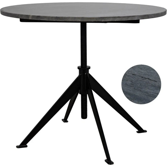 Noir Matilo Steel & Marble Adjustable Side Table
