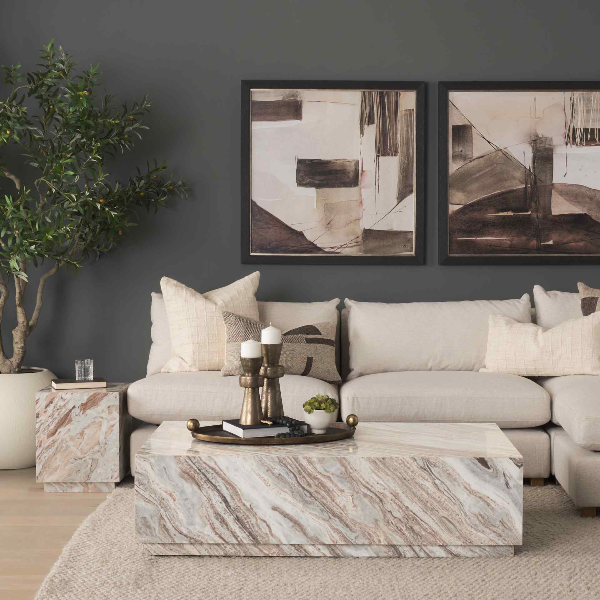 Mercana Matteo Solid Marble Square Side Table
