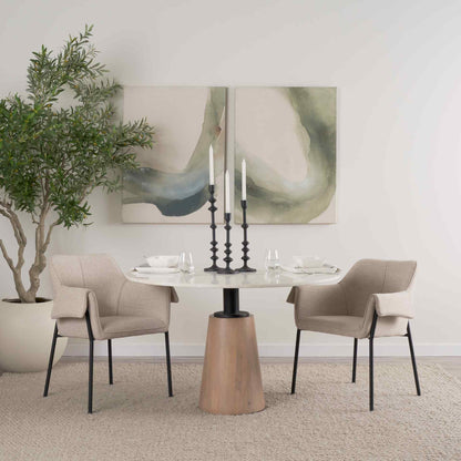 Mercana Maxwell White Marble Top Round Dining Table
