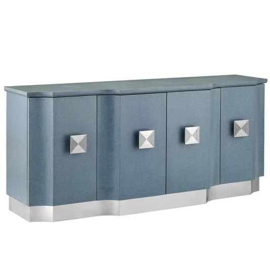 Maya Blue Credenza-Accent Cabinets-Currey & Co-Sideboards and Things