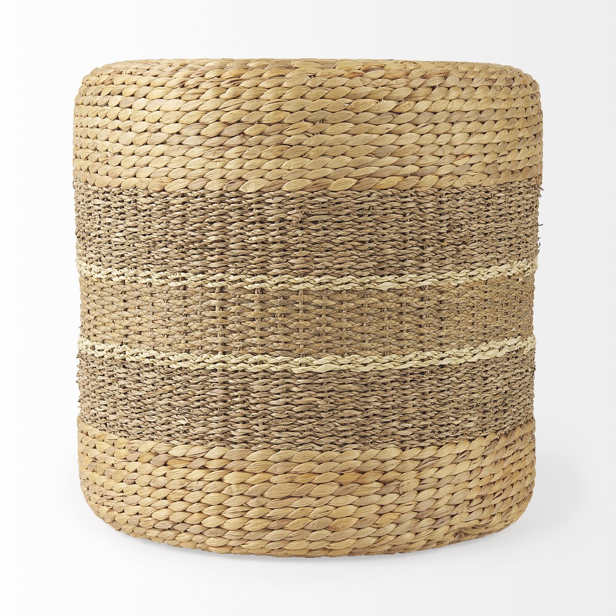 Mercana Maya Brown Stripes Seagrass Round Pouf