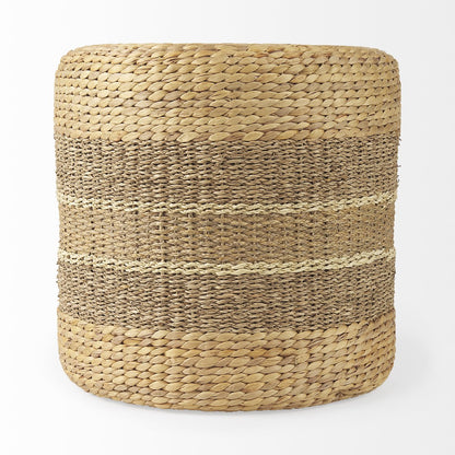 Mercana Maya Brown Stripes Seagrass Round Pouf