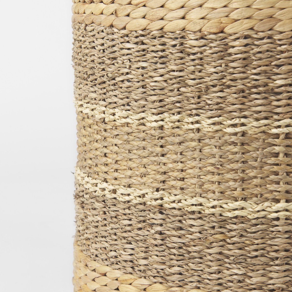 Mercana Maya Brown Stripes Seagrass Round Pouf