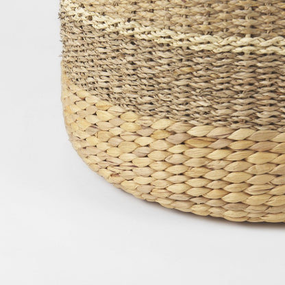 Mercana Maya Brown Stripes Seagrass Round Pouf