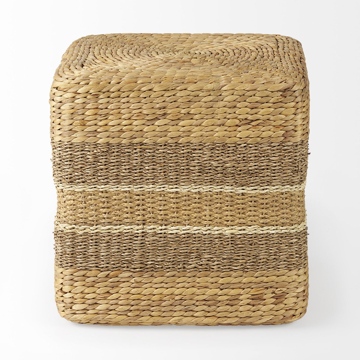 Mercana Maya Brown Stripes Seagrass Square Pouf