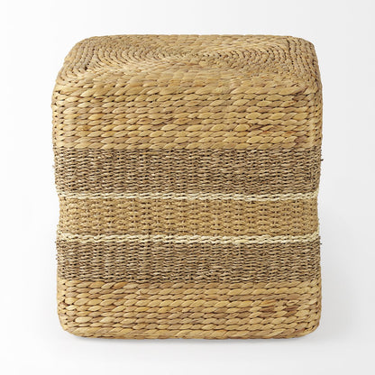 Mercana Maya Brown Stripes Seagrass Square Pouf