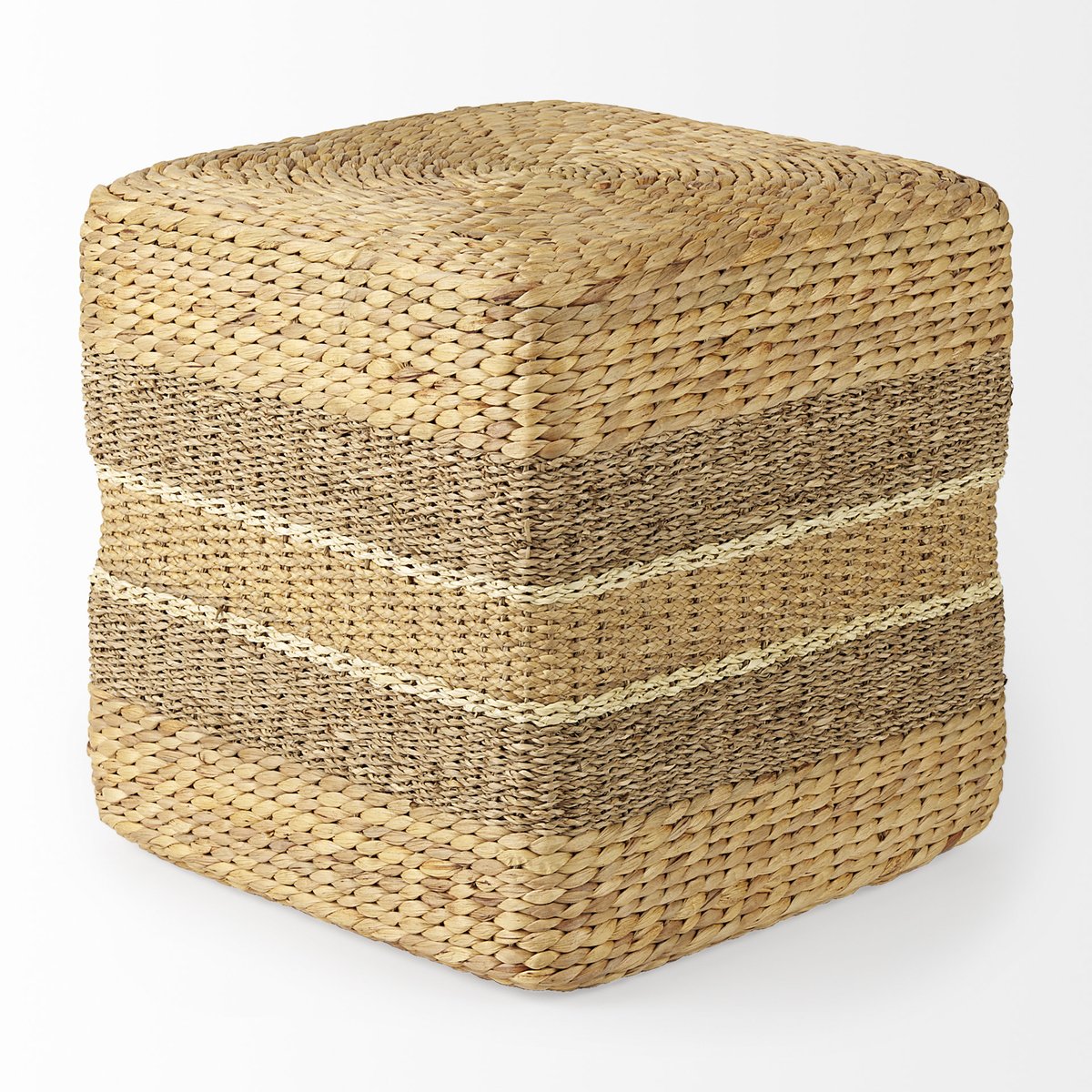 Mercana Maya Brown Stripes Seagrass Square Pouf