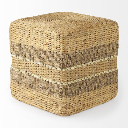 Mercana Maya Brown Stripes Seagrass Square Pouf