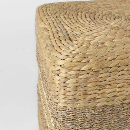Mercana Maya Brown Stripes Seagrass Square Pouf