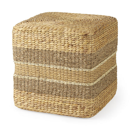 Mercana Maya Brown Stripes Seagrass Square Pouf