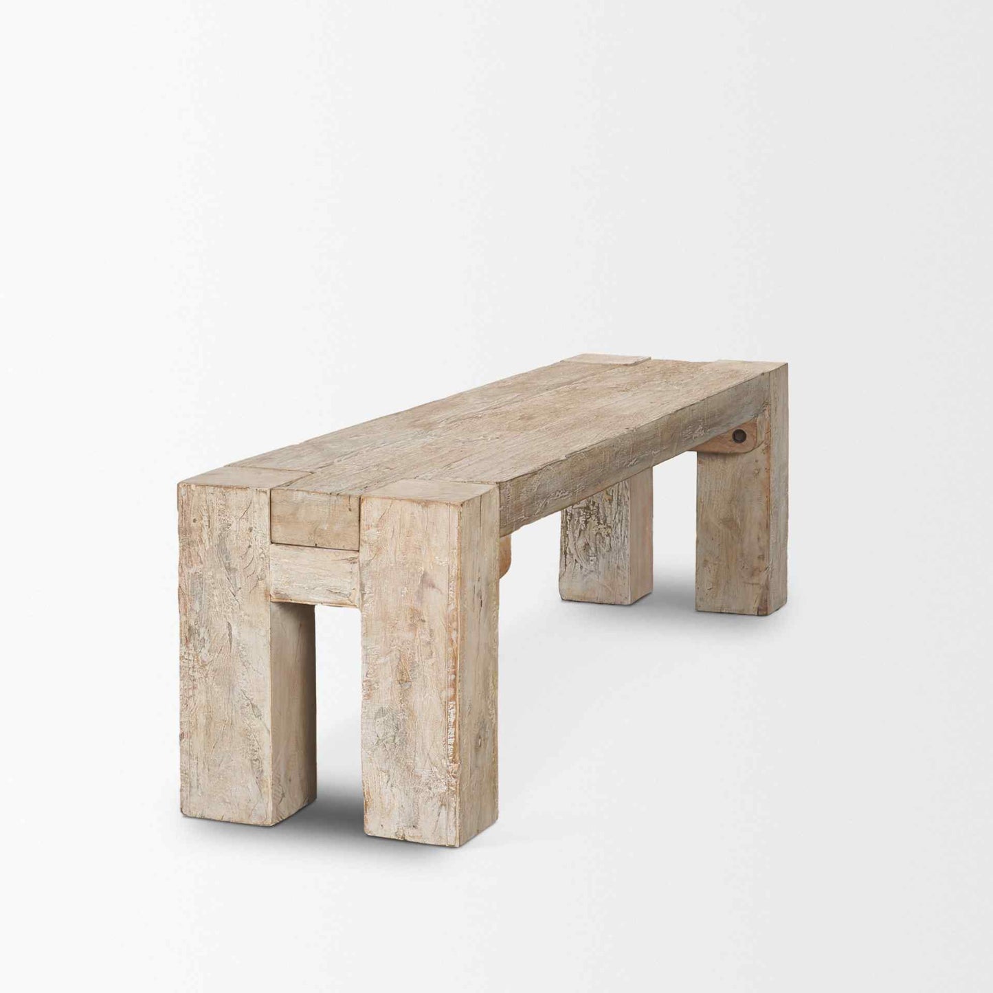 Mercana McArthur Whitewash Wooden Dining Bench