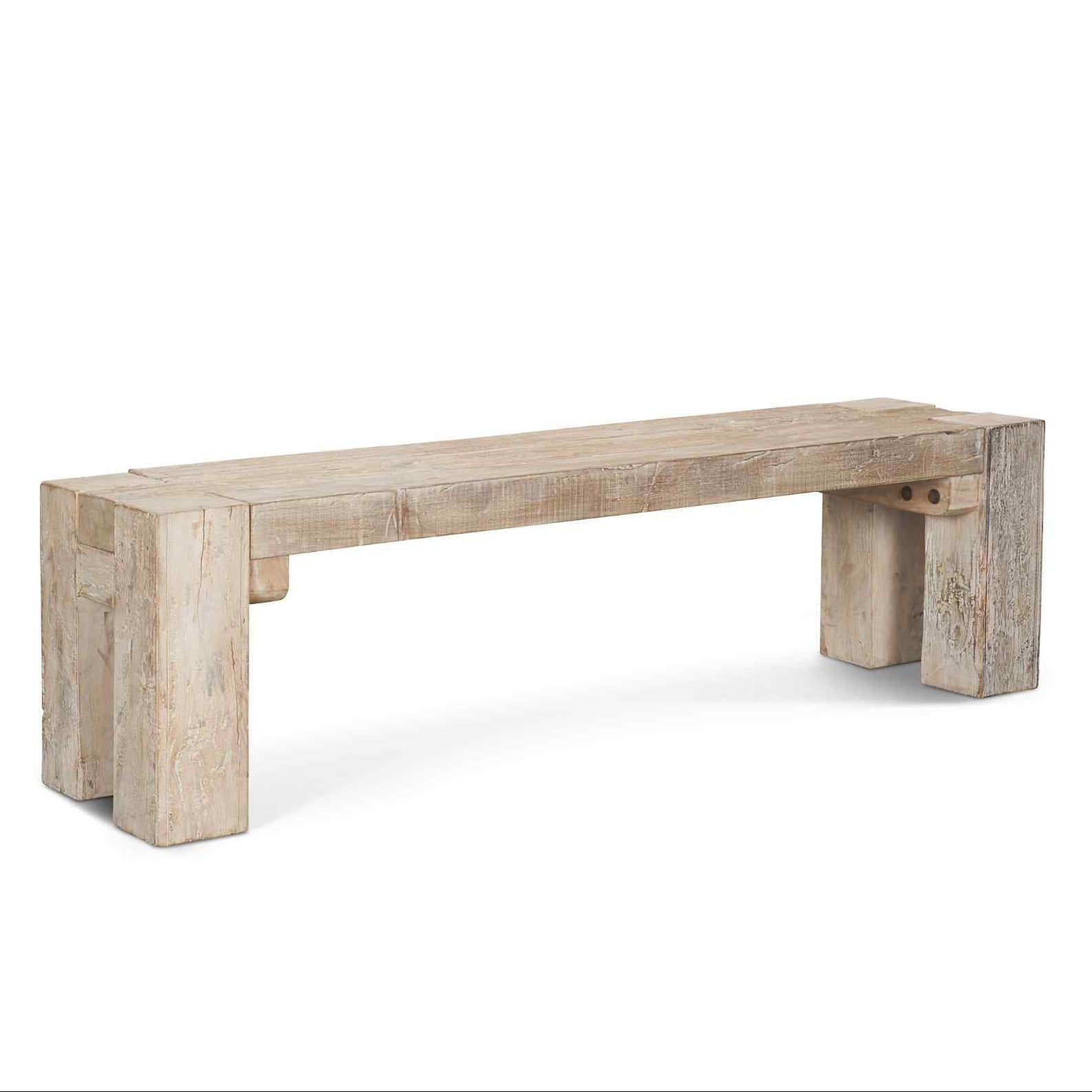 Mercana McArthur Whitewash Wooden Dining Bench