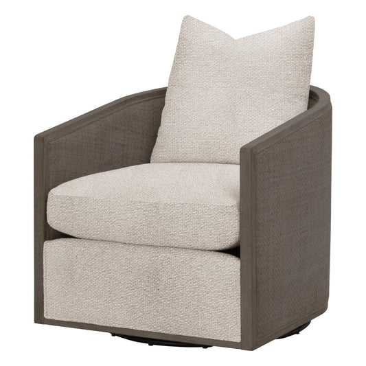 Essentials For Living McGuire Wood Matte Brown Swivel Club Armchair