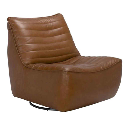 Mcclain Tan Leather Swivel Club Chair