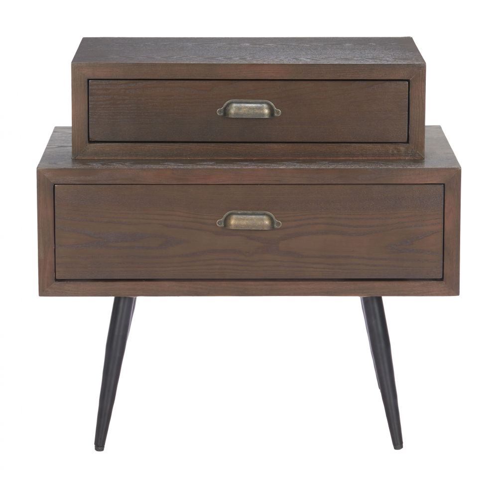 Zuo Modern Mechy Tow Drawers Wooden Side Table