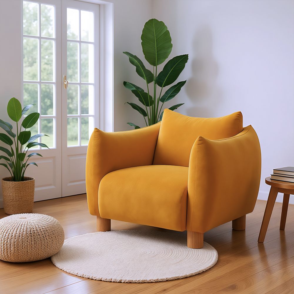 Zuo Modern Meia Mustard Velvet Club Chair