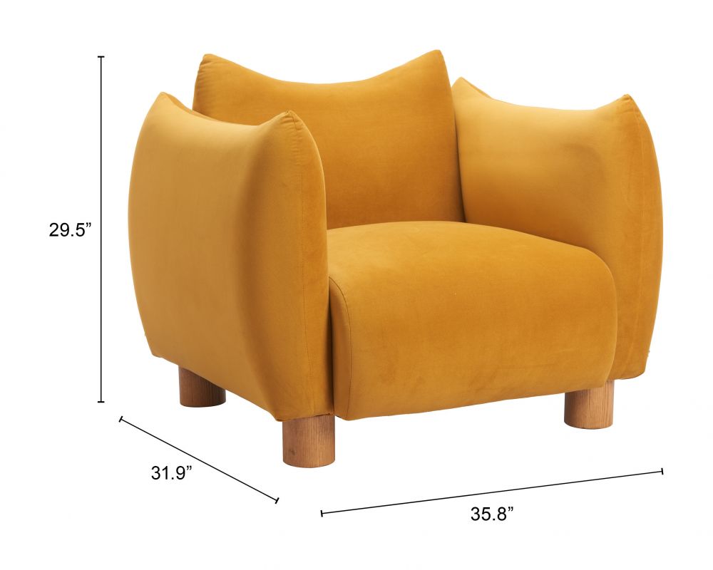 Zuo Modern Meia Mustard Velvet Club Chair