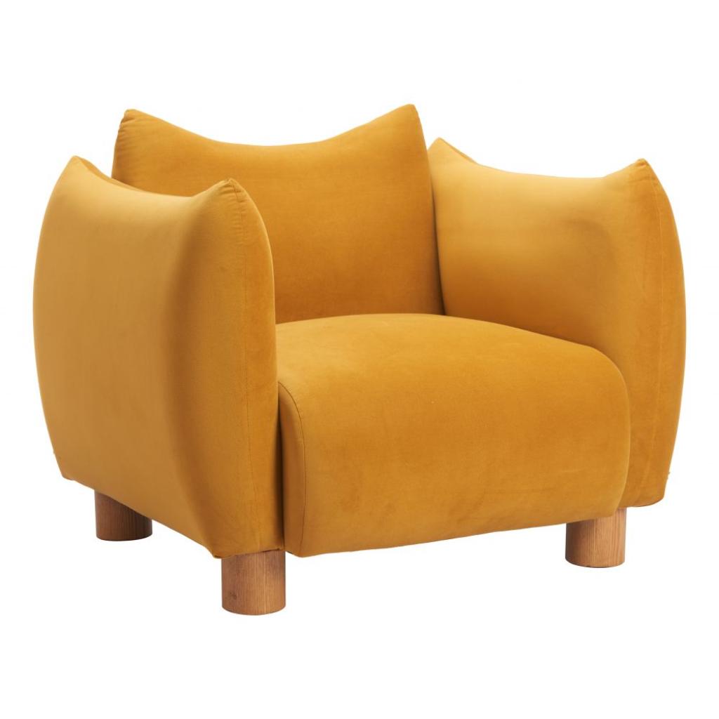 Zuo Modern Meia Mustard Velvet Club Chair