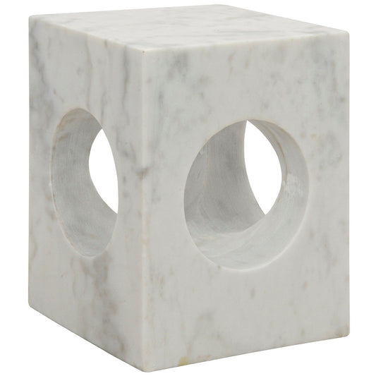 Merlin Marble White Square Side Table-Side Tables-Noir-Sideboards and Things