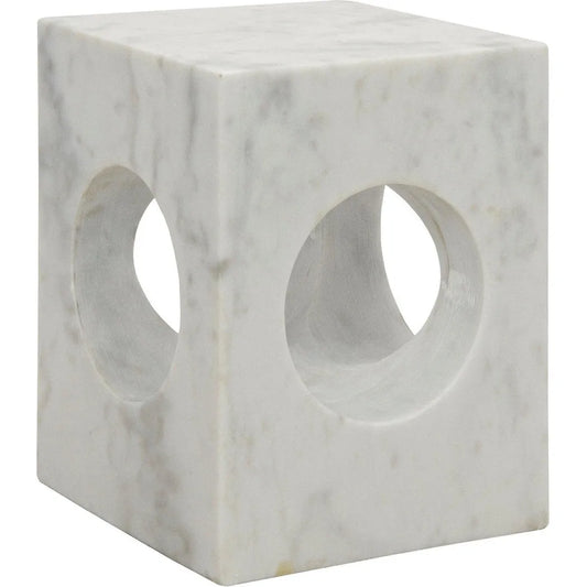 Noir Merlin Marble White Square Side Table