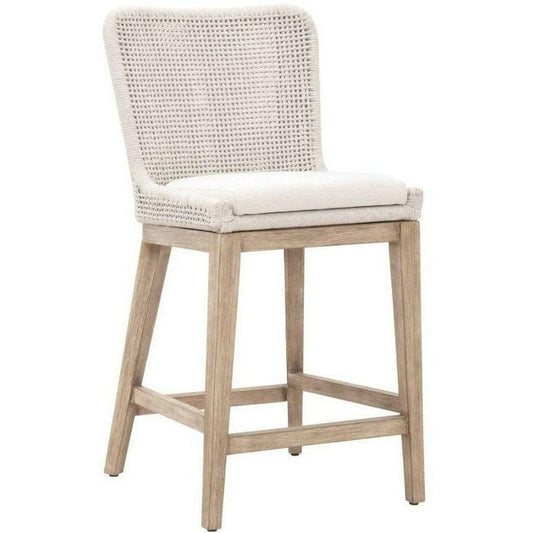 Mesh Counter Stool White Speckle Rope & Seat Mahogany Wood Counter Stools Sideboards and Things By Essentials For Living