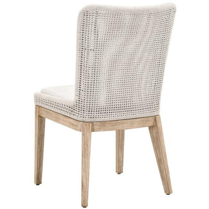 Mesh Dining Chair Set of 2 White Rope & Mahogany Wood Dining Chairs Sideboards and Things By Essentials For Living