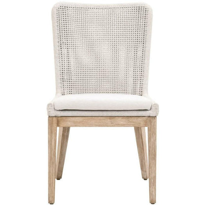 Mesh Dining Chair Set of 2 White Rope & Mahogany Wood Dining Chairs Sideboards and Things By Essentials For Living