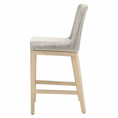 Mesh Outdoor Rope Counter Stool Wood-Outdoor Counter Stools-Essentials For Living-LOOMLAN