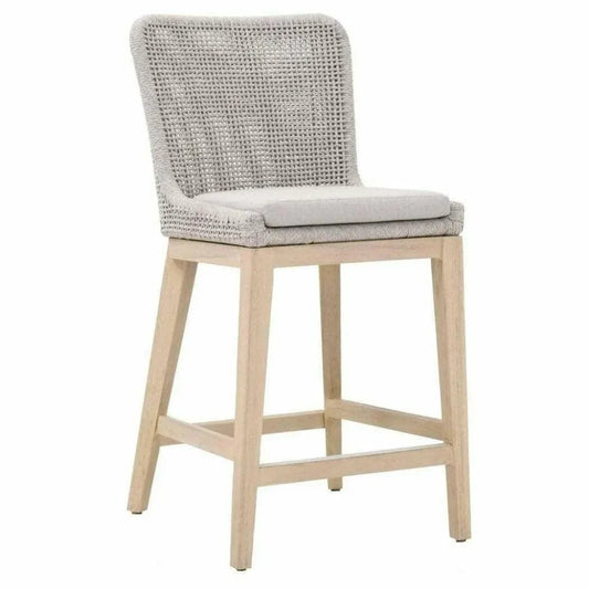Mesh Outdoor Rope Counter Stool Wood-Outdoor Counter Stools-Essentials For Living-LOOMLAN