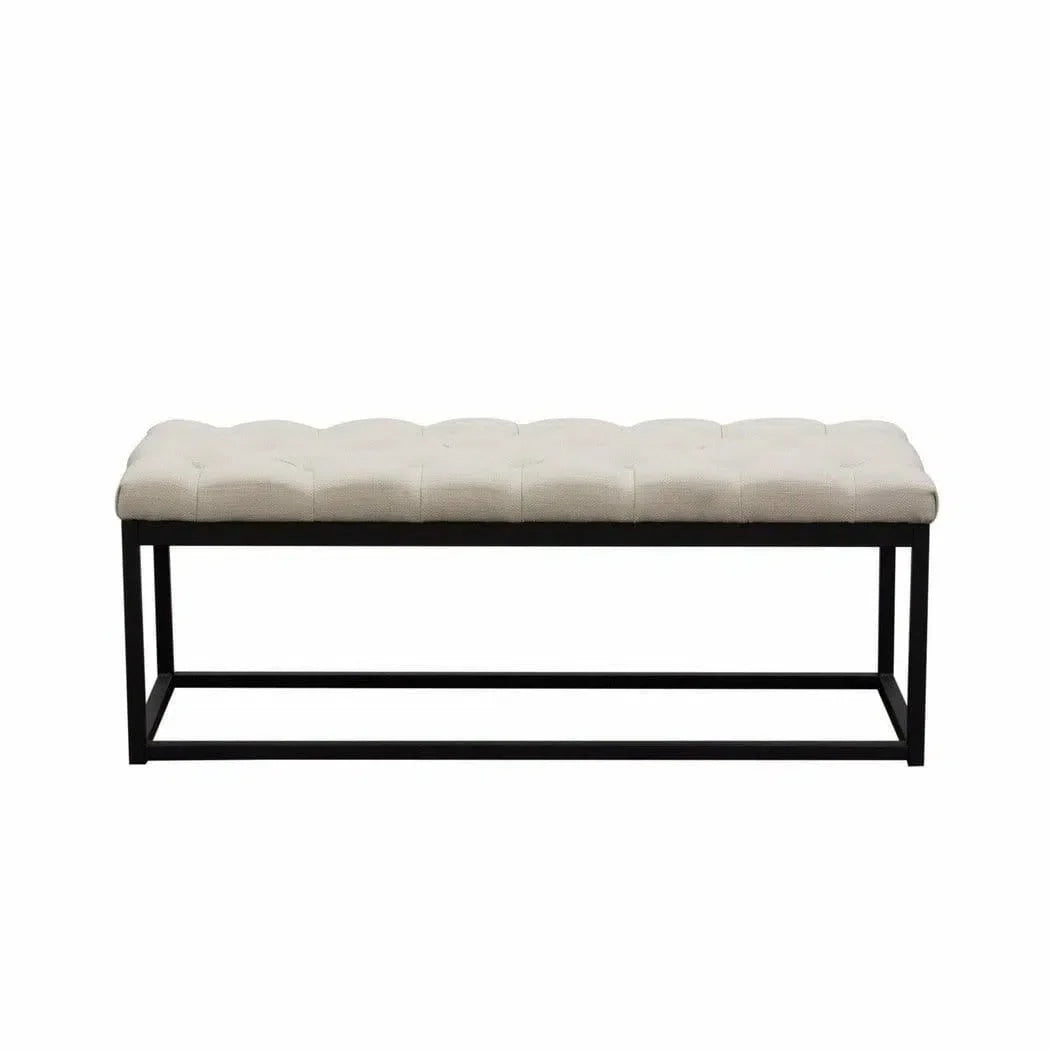 Metal Frame Small Linen Tufted Bedroom Bench in Desert Sand Bedroom Benches Sideboards and Things  By Diamond Sofa