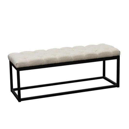 Metal Frame Small Linen Tufted Bedroom Bench in Desert Sand Bedroom Benches Sideboards and Things  By Diamond Sofa