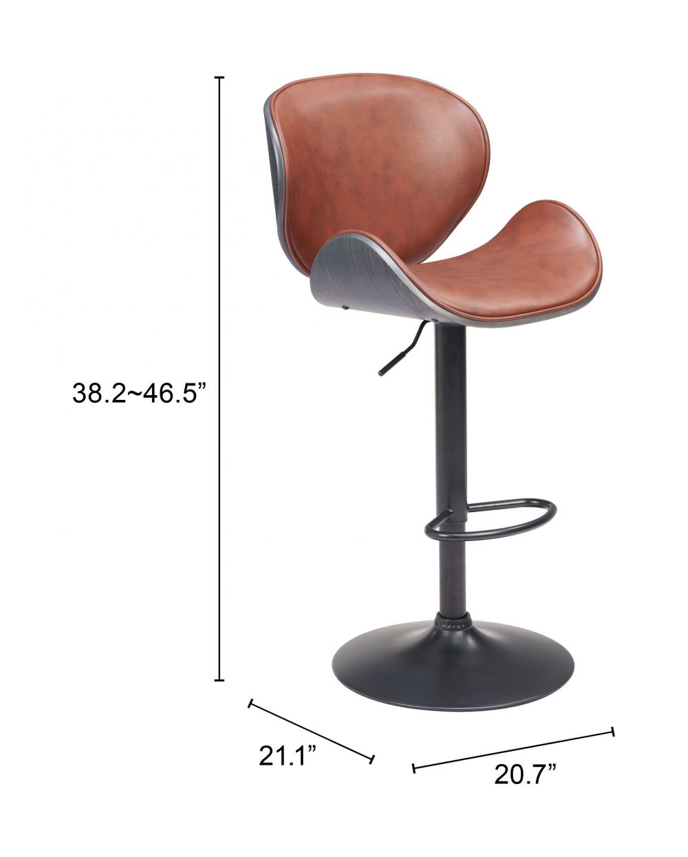 Zuo Modern Meyane Faux Leather Barstool