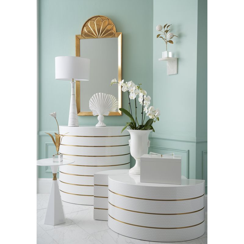Chelsea House Mezzaluna Bunching White Lacquered Textured Table (Set of 2)