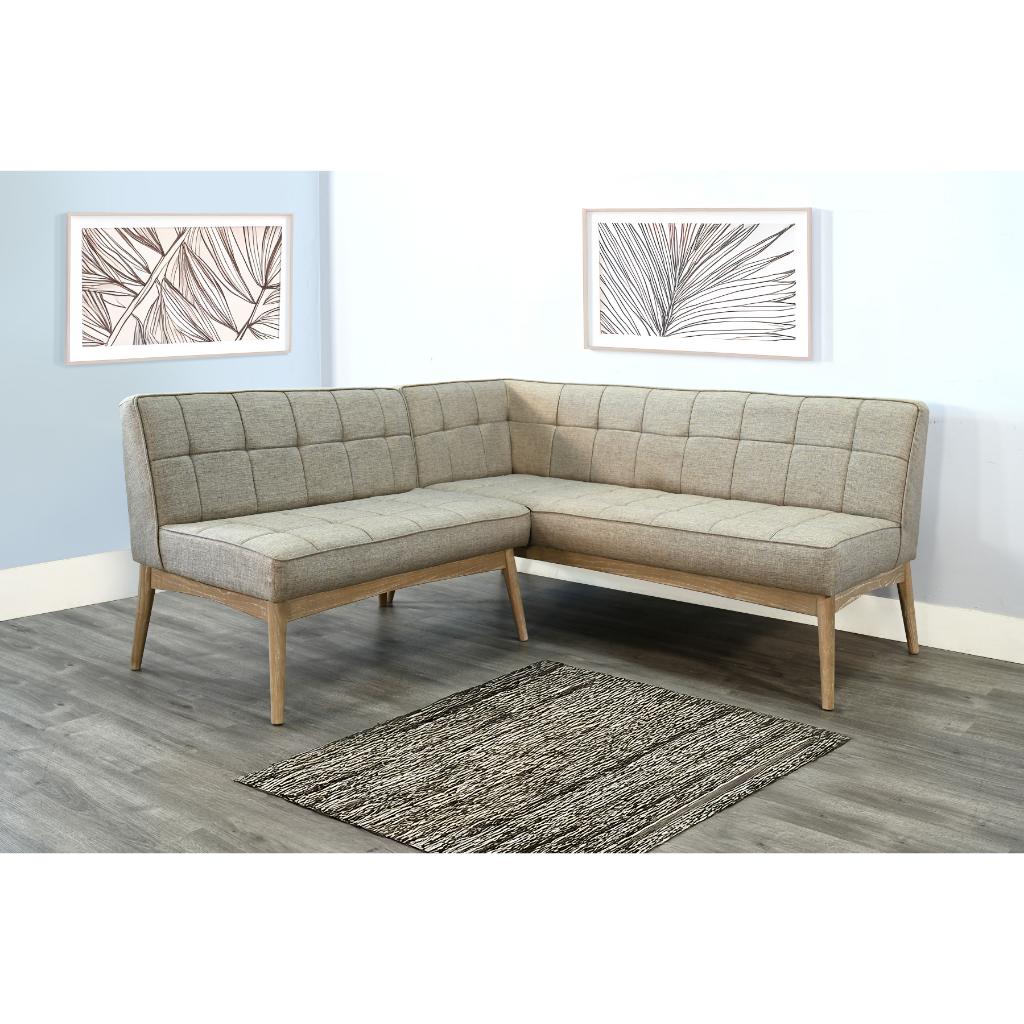Sunny D Mia Fabric Tufted Corner Dining Bench
