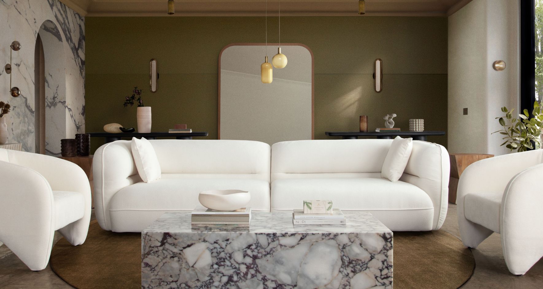 Diamond Sofa Micah Elite Ivory Fabric Sofa