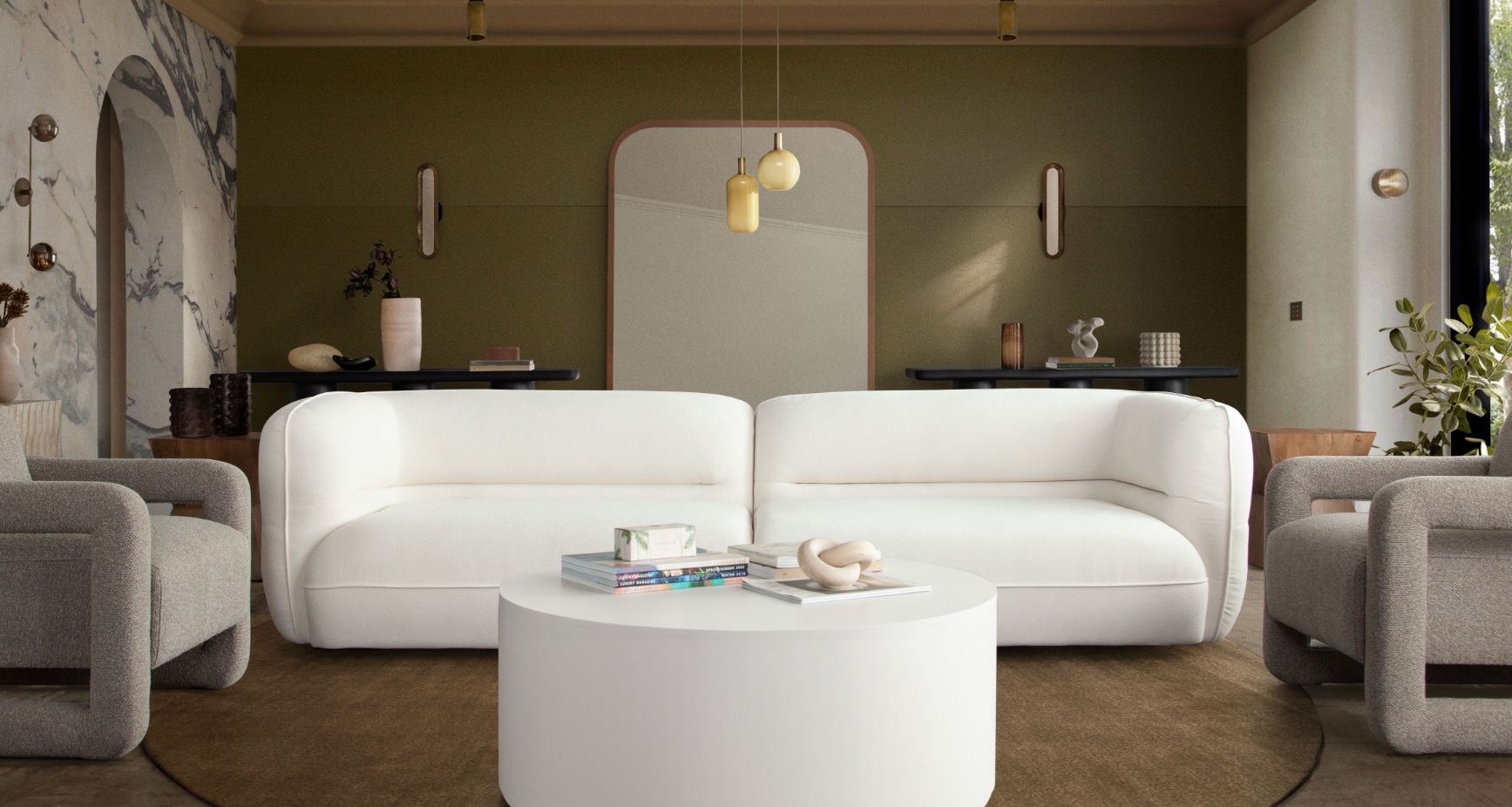 Diamond Sofa Micah Elite Ivory Fabric Sofa