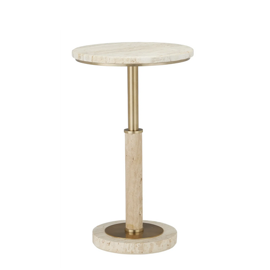 Miles Travertine Accent Table-Side Tables-Currey & Co-Sideboards and Things