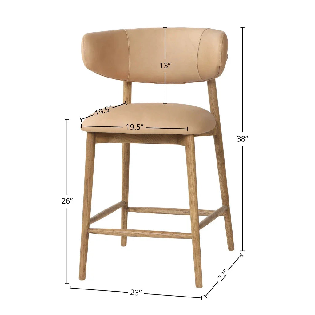 Milo Luxurious Upholstered Leather Counter Stool