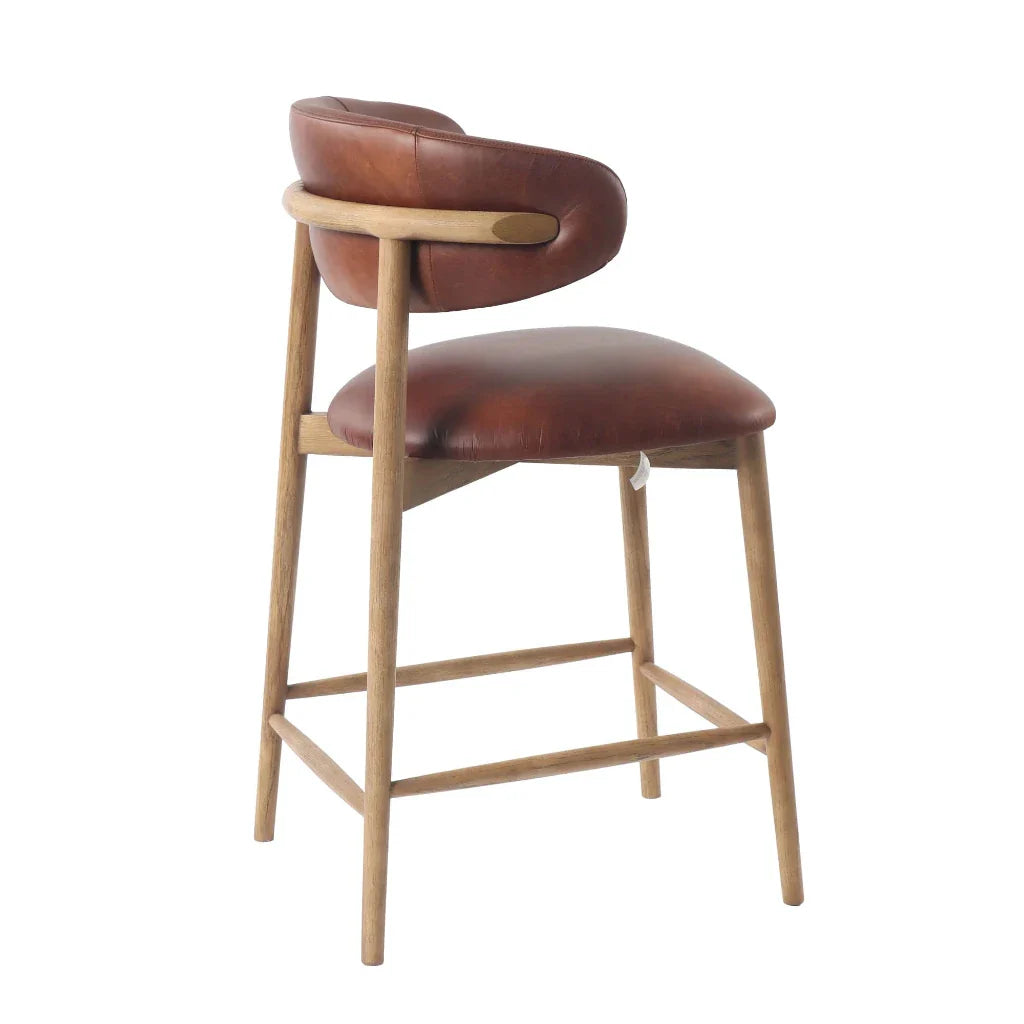 Milo Luxurious Upholstered Leather Counter Stool