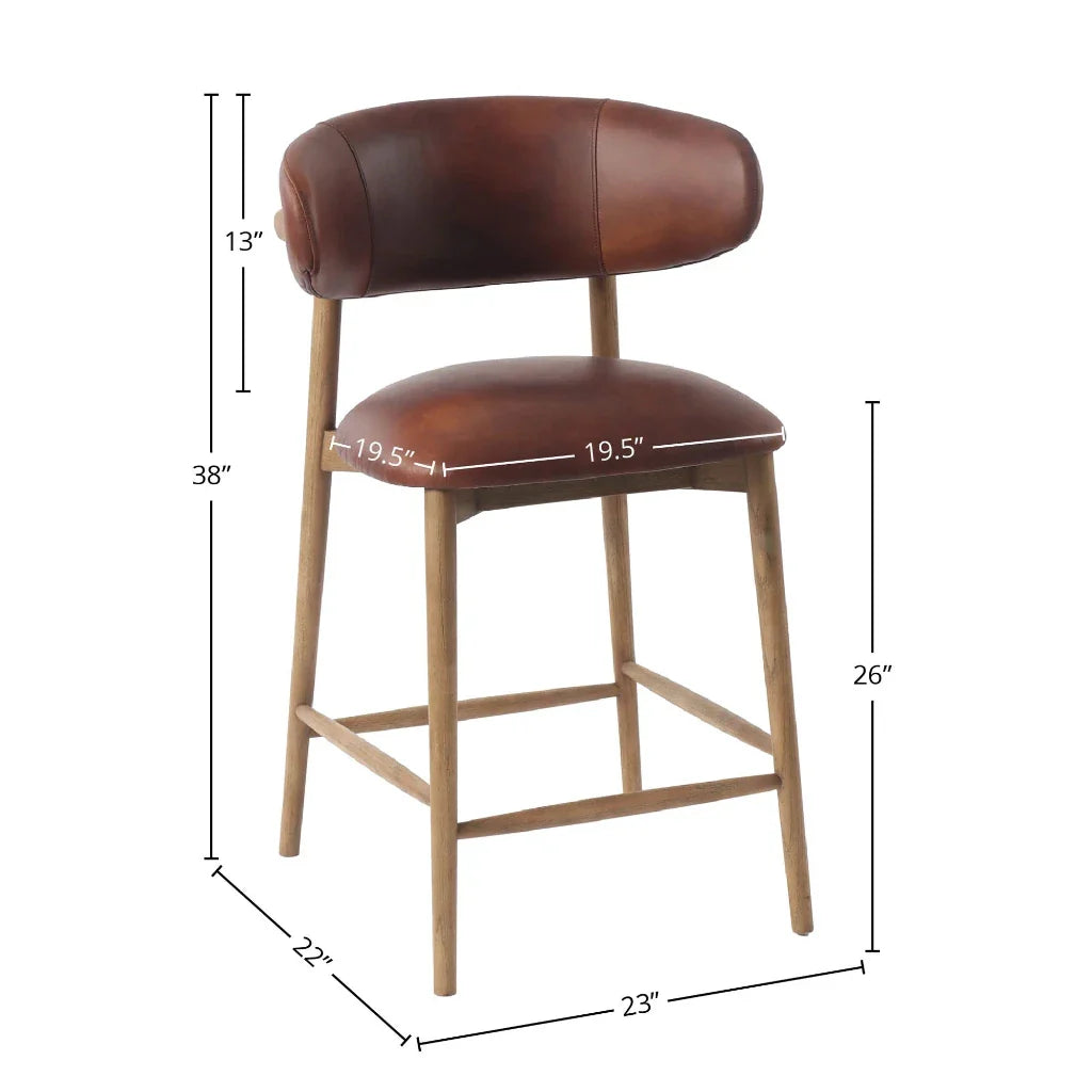 Milo Luxurious Upholstered Leather Counter Stool