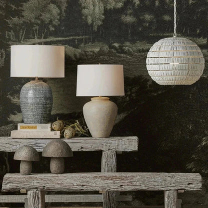 Mimi Ivory Textured Ceramic Design Table Lamp