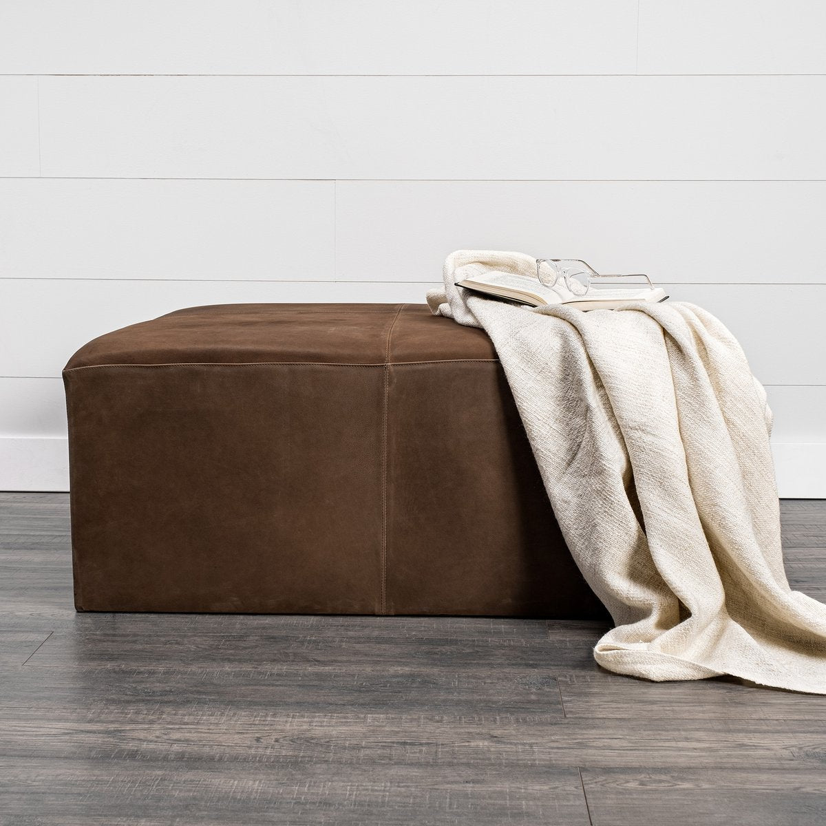 Mercana Minara Brown Leather Wrap Ottoman