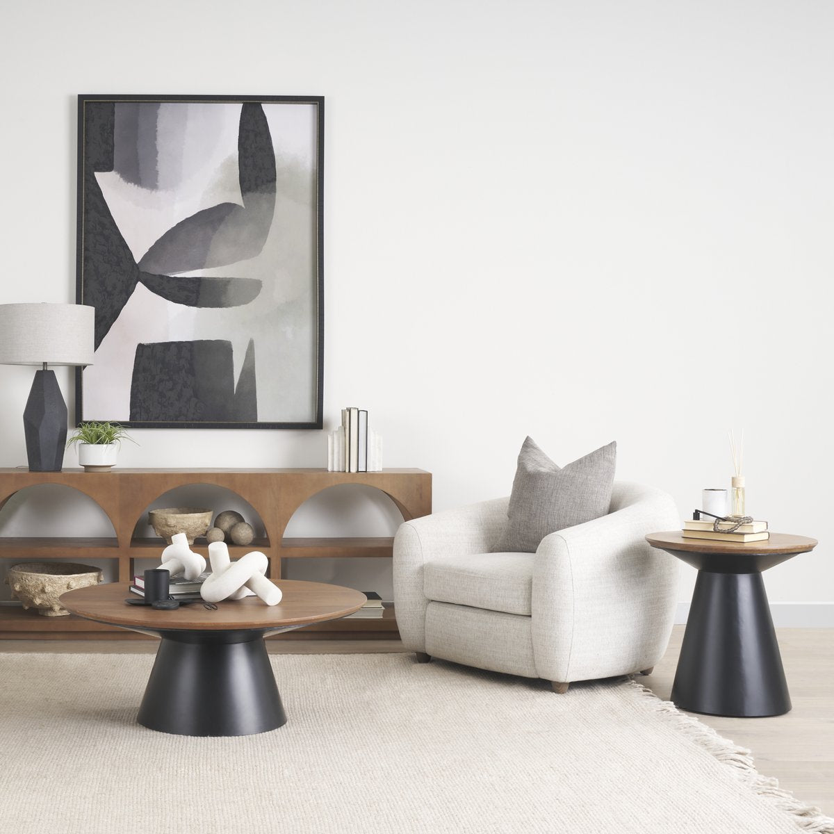 Mercana Mitchell Metal Pedetal Base Round Side Table