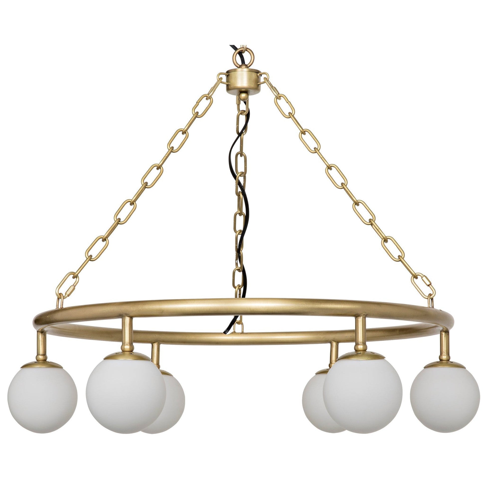 Modena Metal Small Chandelier With Brass Finish-Chandeliers-Noir-Sideboards and Things