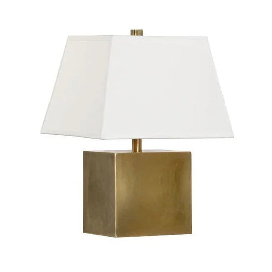 Chelsea House Modern Cube Design Brass Finish Table Lamp